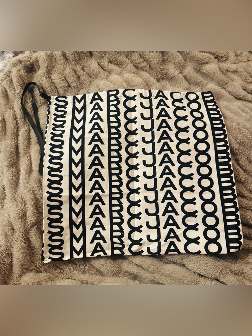Authentic Marc Jacobs Dust Bag Large Logo Print Storage Bag - White & Black
